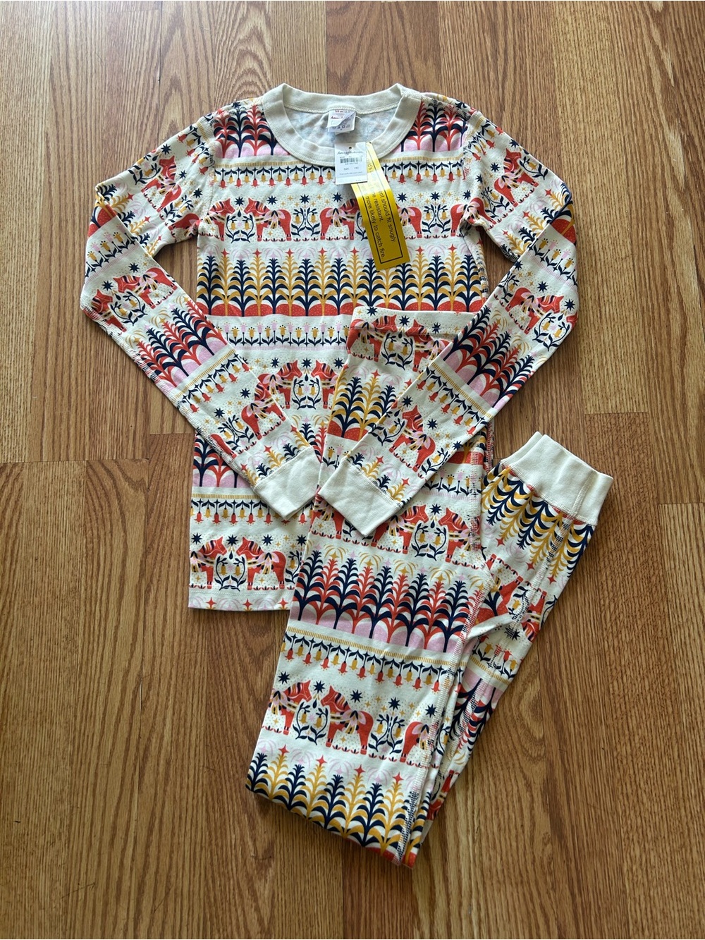 Hanna Andersson Girls Long John Dala Print Pajama Set NWT Size 150/US12